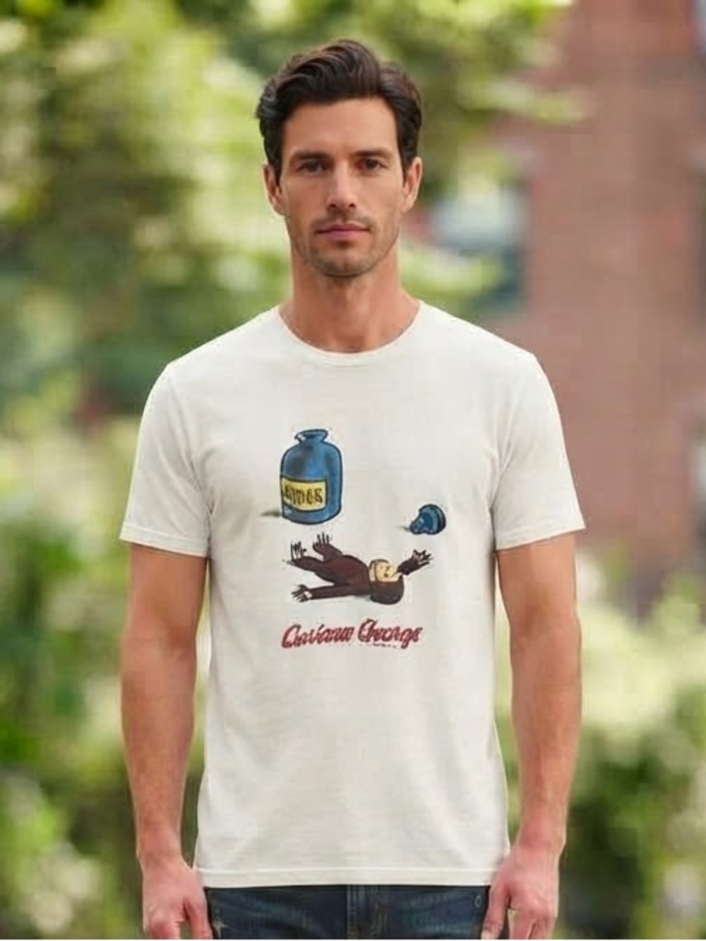 Curious George Graphic Crewneck Tee L 22” p2p White